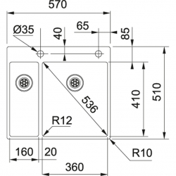 Zlewozmywak stalowy FRANKE BOX 260 36-16 TL STAL SZLACHETNA JEDWAB 127.0379.889